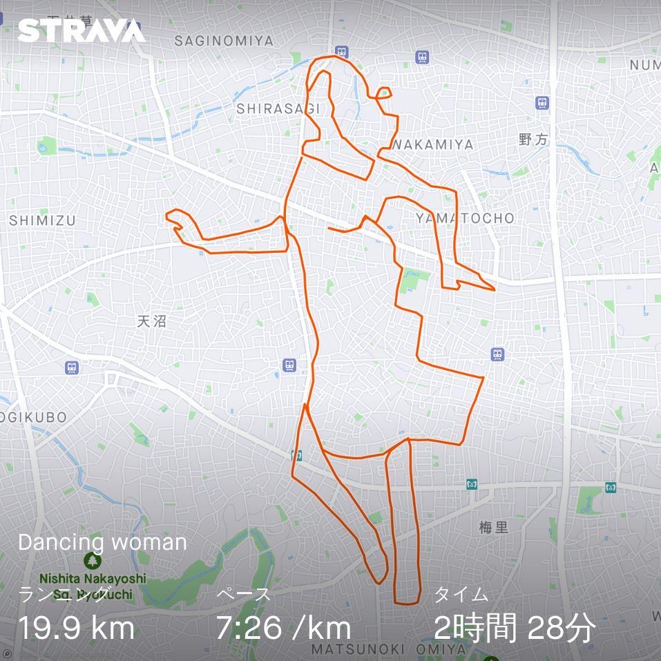 ダンスする女性のStrava art